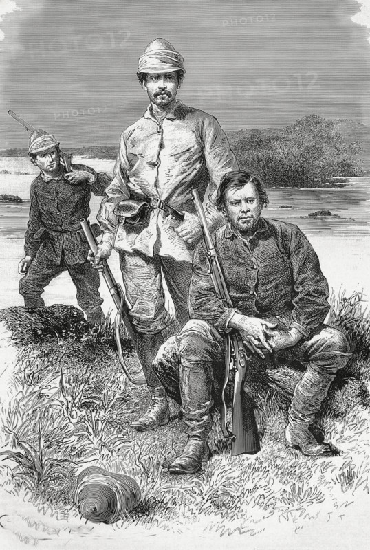 Edouard Pokock, Frank Pokock and Frédéric Barker, explorers.