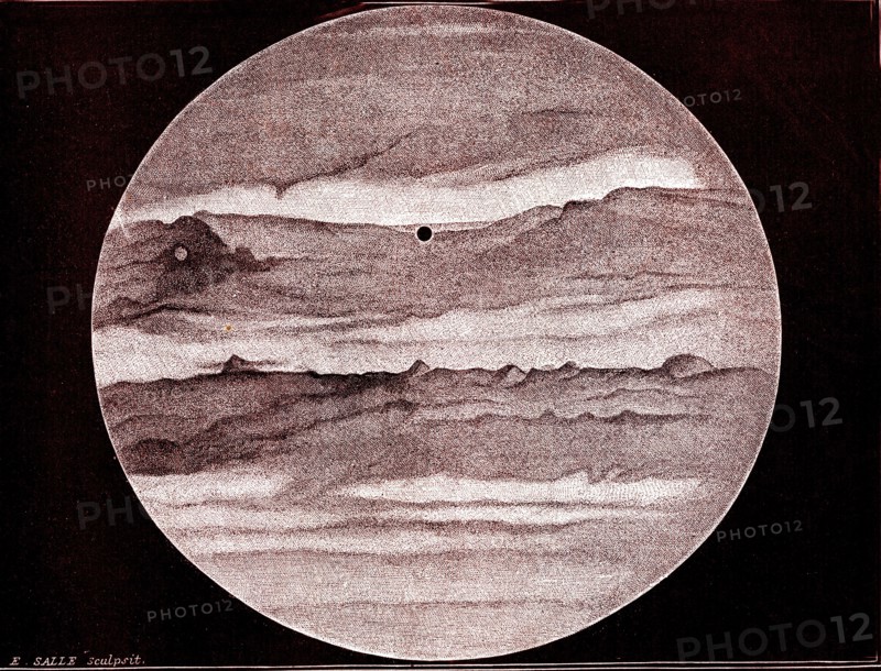 Jupiter planet, drawing by Warren de la Rue
1877             Planète JUPITER  dessin de Warren De La Rue en 1877