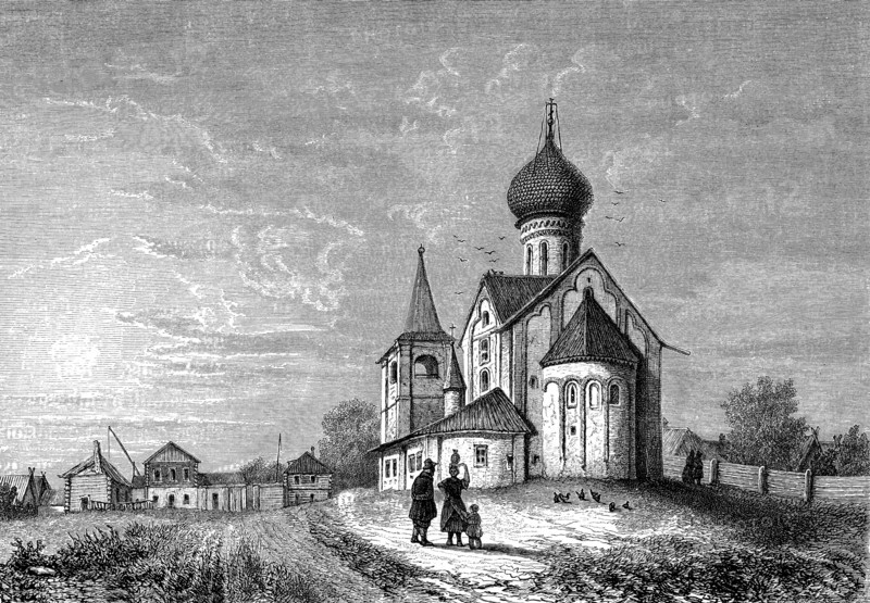Une église dans un village russe en 1865