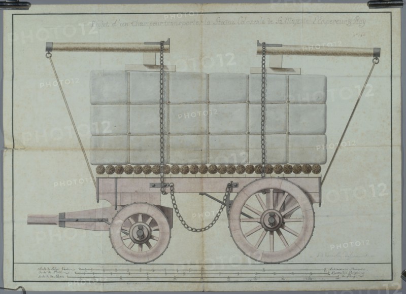 Gonella, Sketch representing a way to transport Napoleon's colossal statue by Canova