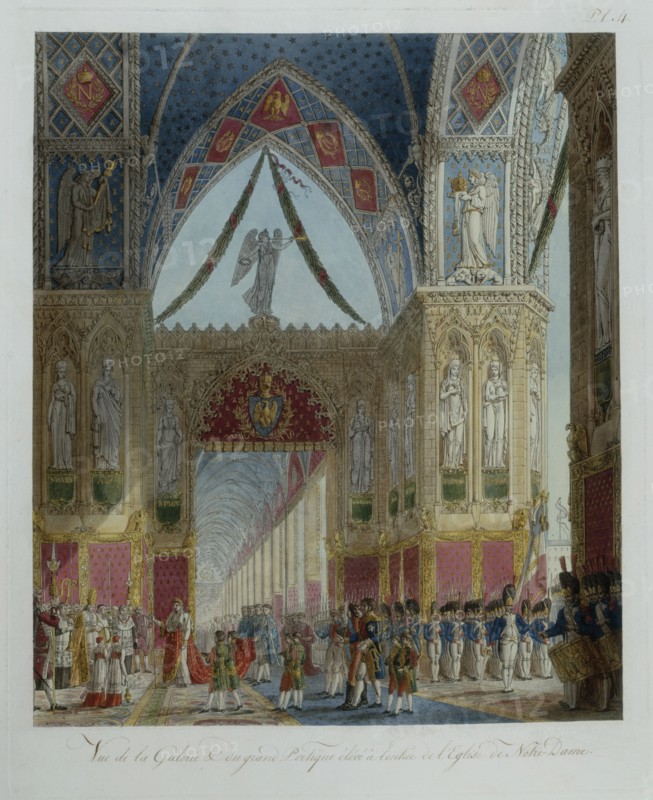 Livre du Sacre par Percier et Fontaine : Entrée du cortège impérial dans Notre-Dame