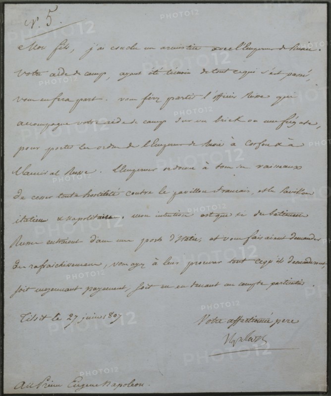 Napoleon I announcing the Treaty of Tilsit to his son, Eugène de Beauharnais
