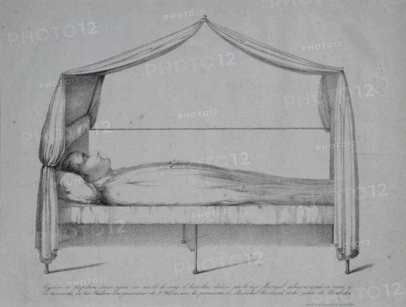 Engraving, Napoleon on his death bed