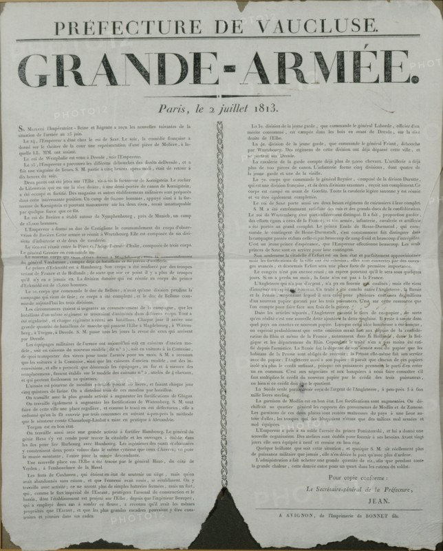 Proclamation de la Grande Armée, datée du 2 juillet 1813