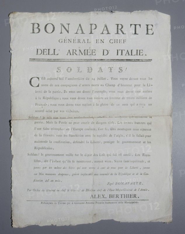 First proclamation of Bonaparte at the head of the campaign of Italy (1796)