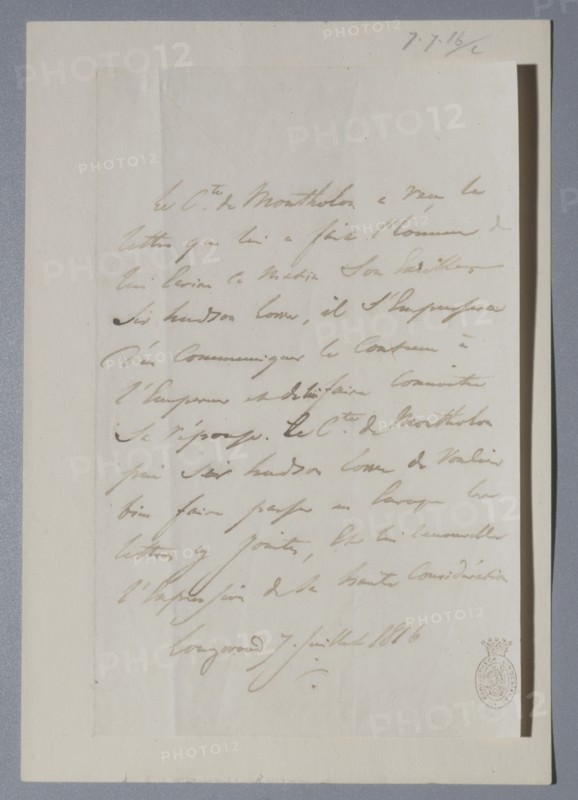 Lettre autographe signée par le comte de Montholon (1816)