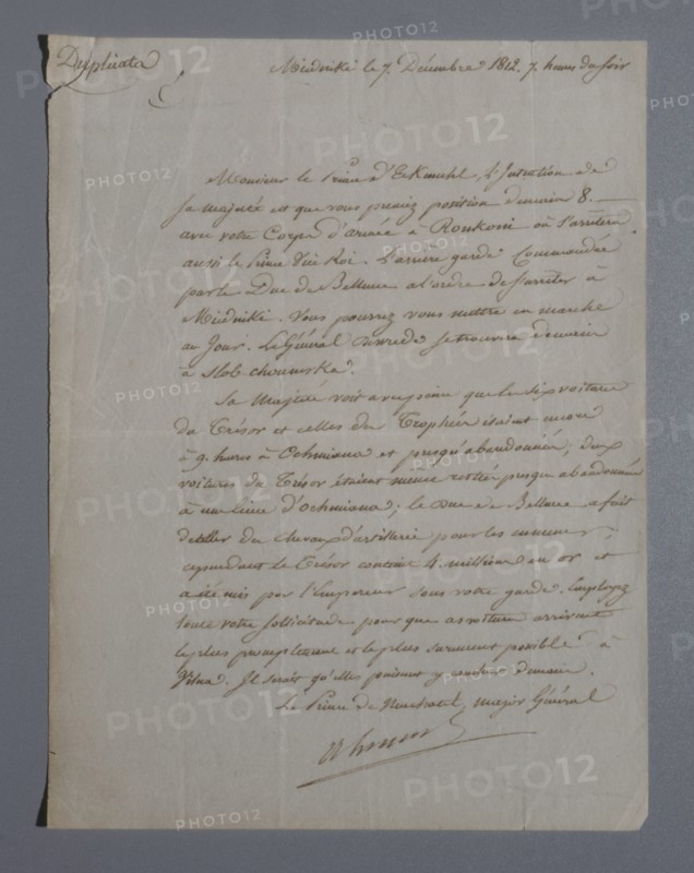 Order from Alexandre Berthier to Marshal Davout (1812)