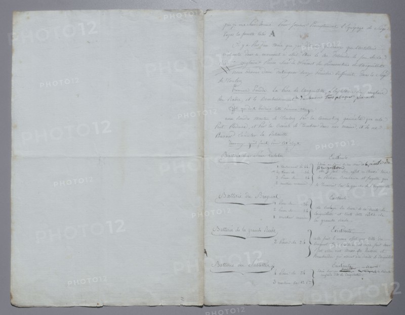 Manuscript, Map of the siege of Toulon (1793)