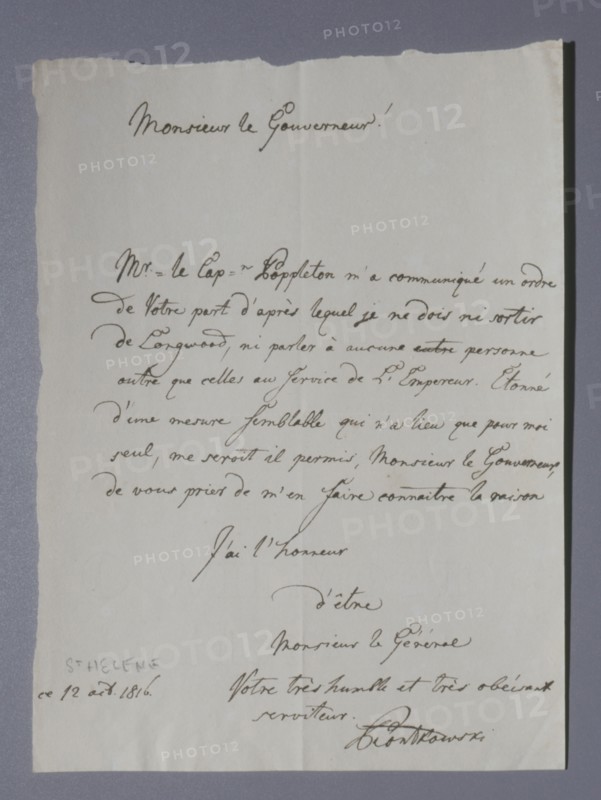 Sainte-Hélène, Lettre de Piontkowski au gouverneur anglais (1816)