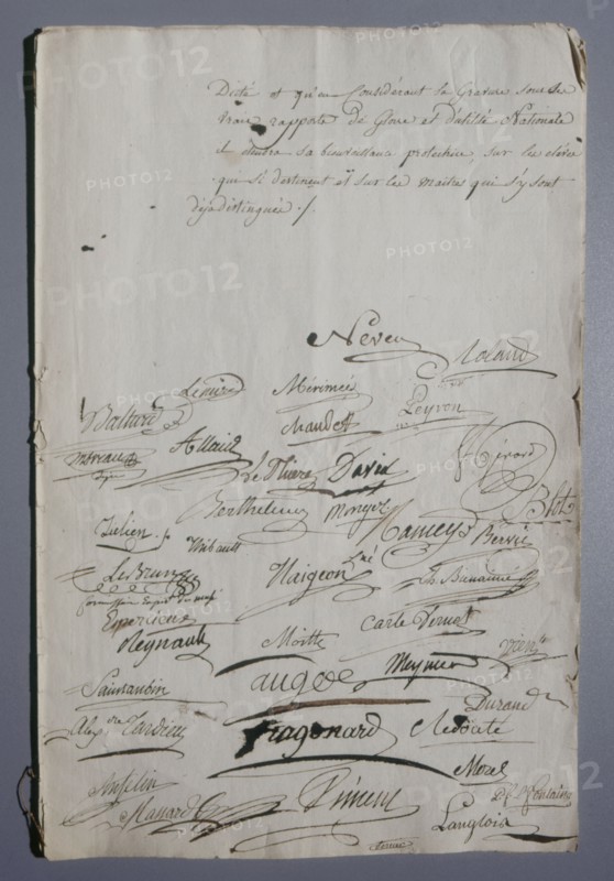 Pétition adressée au Ministre de l'Intérieur en 1799 pour revaloriser l'art de la gravure
