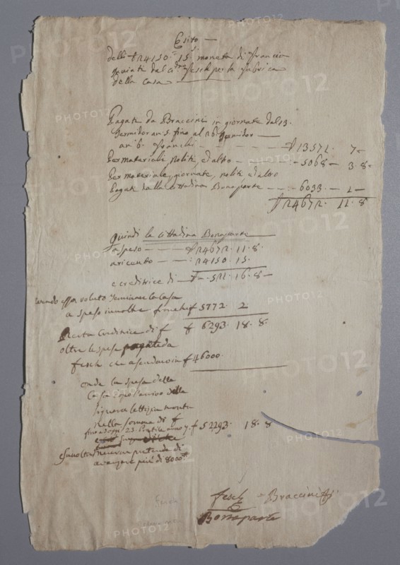 Accounts of the works carried out in the house where Napoleon was born, in Ajaccio (1797)