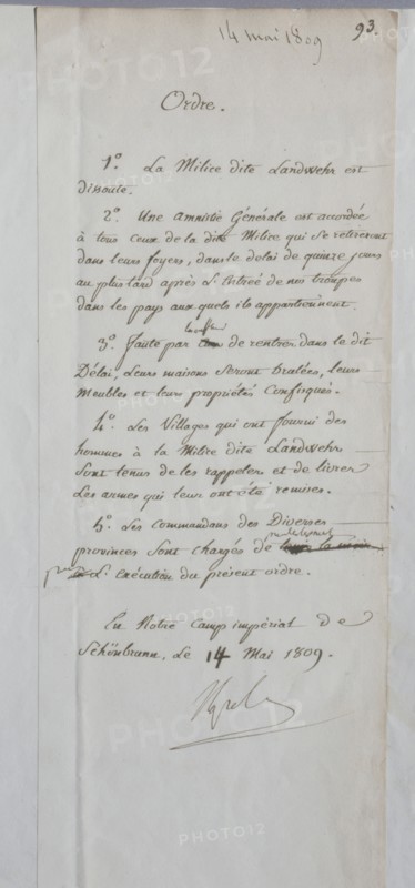 Order to surrender of the city of Vienna (1809)
