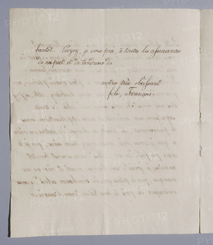 Autograph letter written by the King of Rome to Empress Marie-Louise (c.1817-1818)