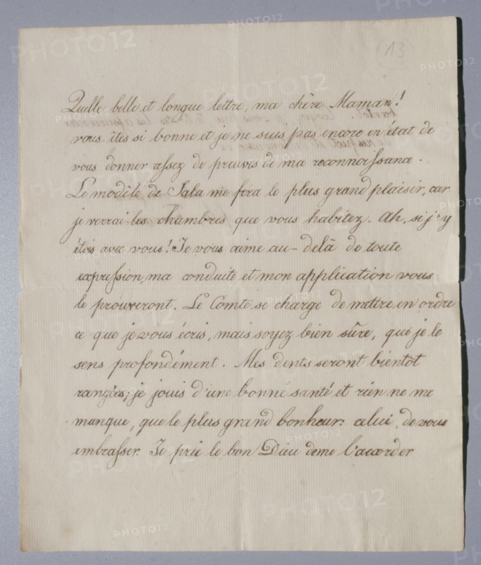 Autograph letter written by the King of Rome to Empress Marie-Louise (c.1817-1818)