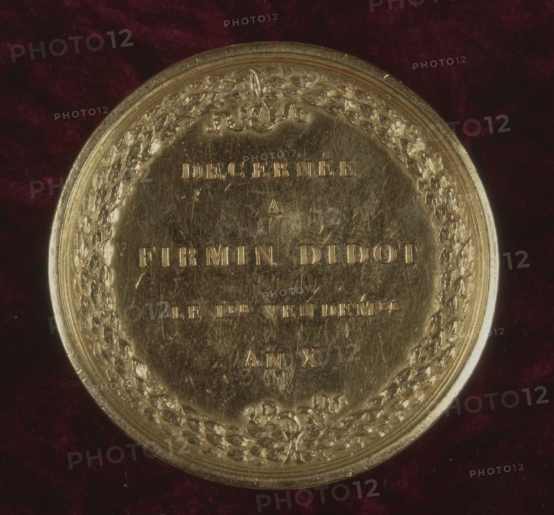Gold medal (22 carats) awarded to Firmin-Didot by First Consul Napoleon Bonaparte (1800)