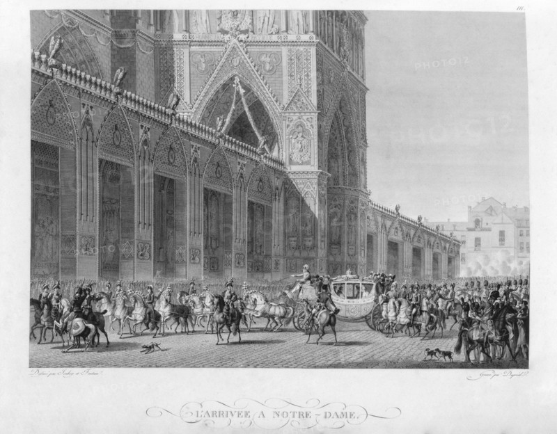 Livre du Sacre par Percier et Fontaine : Arrivée à Notre-Dame