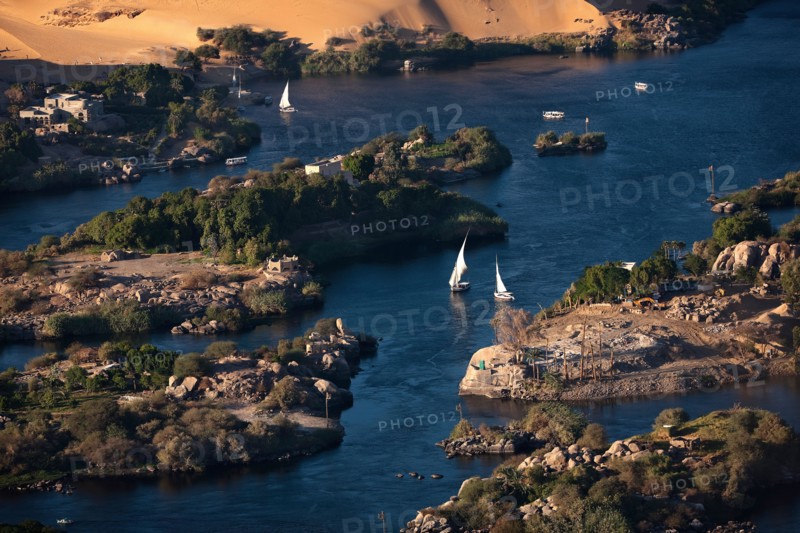 Le Nil à Assouan, vue aérienne