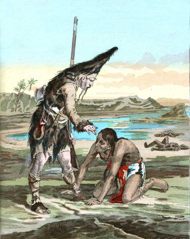 Les aventures de Robinson Crusoé, Daniel Defoe.
Robinson rencontre Vendredi