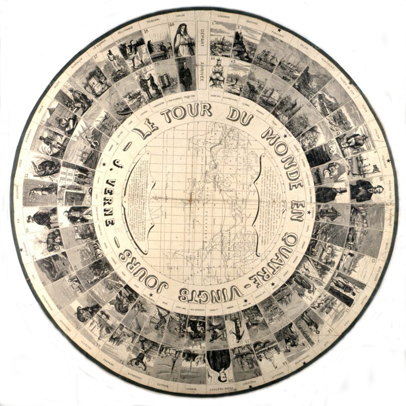 Jules Verne, "Le tour du monde en 80 jours", Jeu de l'oie