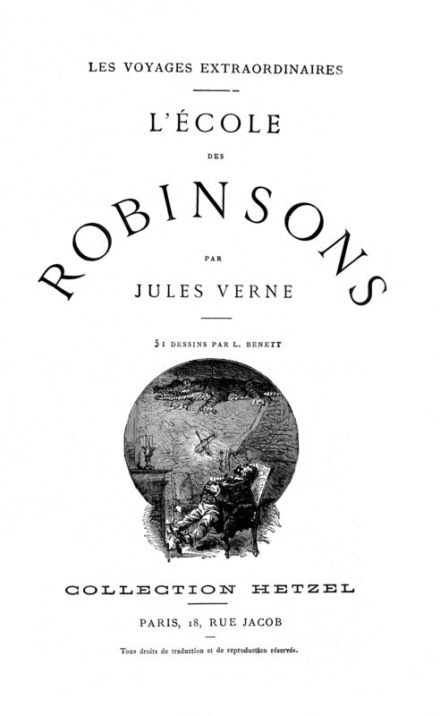 J. Verne, "L'école des Robinsons" (page de garde)