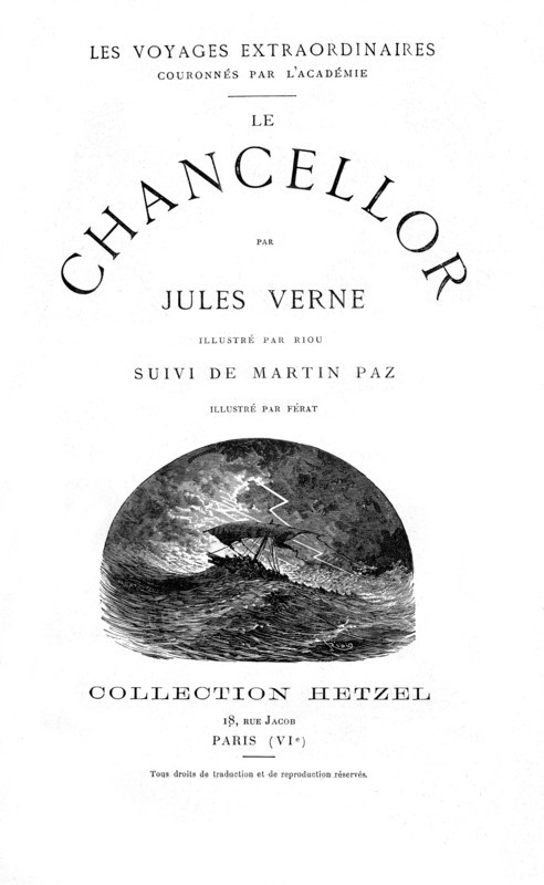 J.Verne, flyleaf from 'The Chancellor'