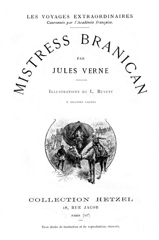 Jules Verne, "Mistress Branican" (page de garde)