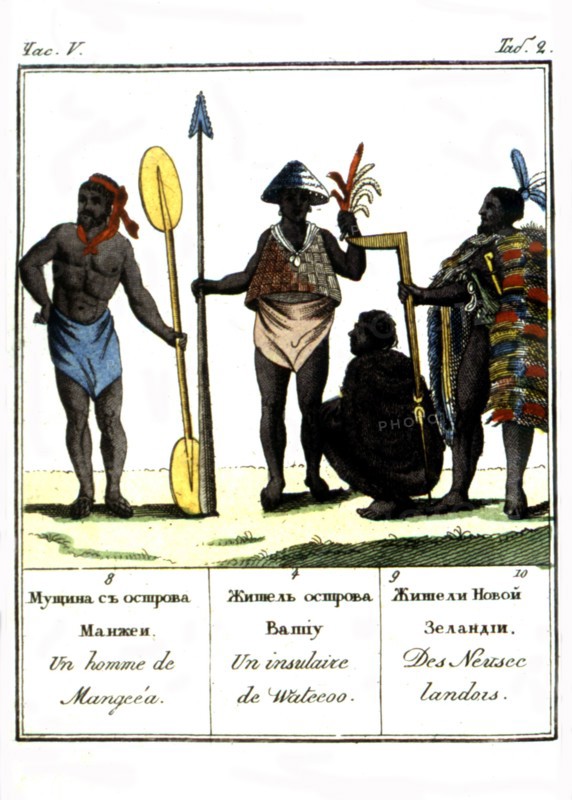 Un homme de Mangcéa, Un insulaire de Watecoo, Des Neusce-Landors (1816)