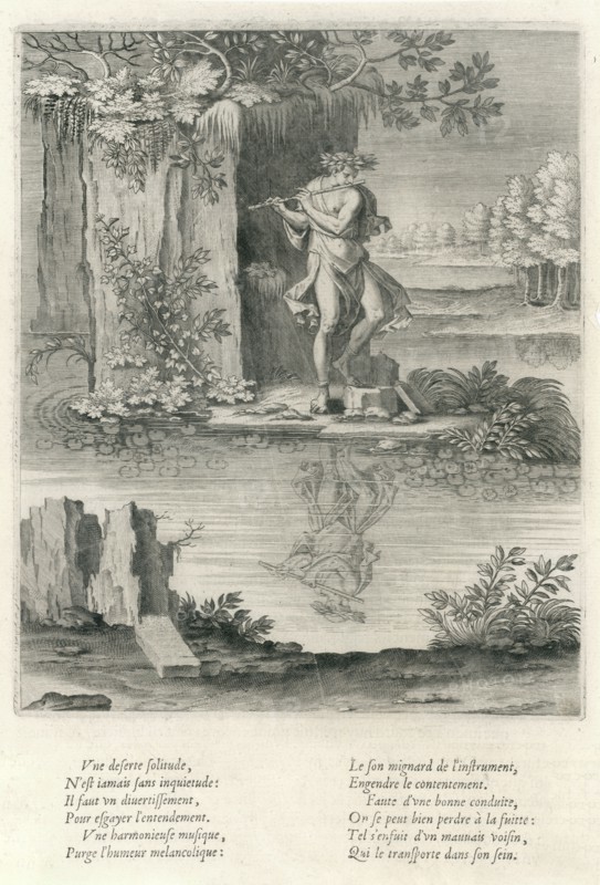 Olympos jouant de la flûte