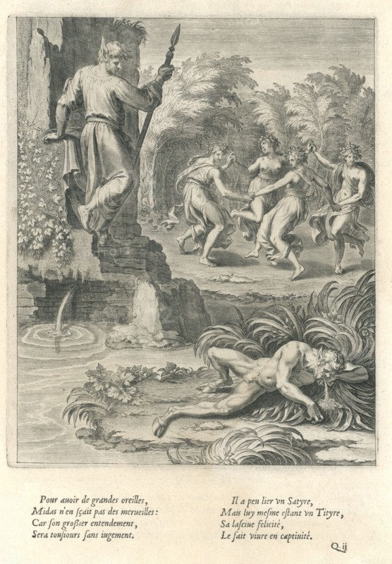 Midas mixing wine with a spring