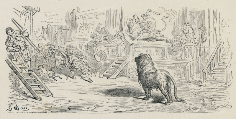 Fable "Le Lion abattu par l'Homme"