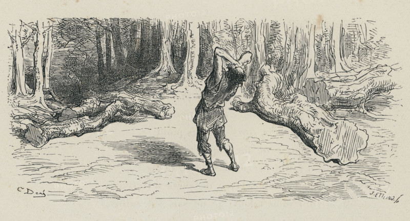 Fable of La Fontaine 'The Woodman and Mercury'