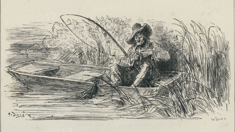 Fable of La Fontaine 'The Little Fish and the Fisherman'