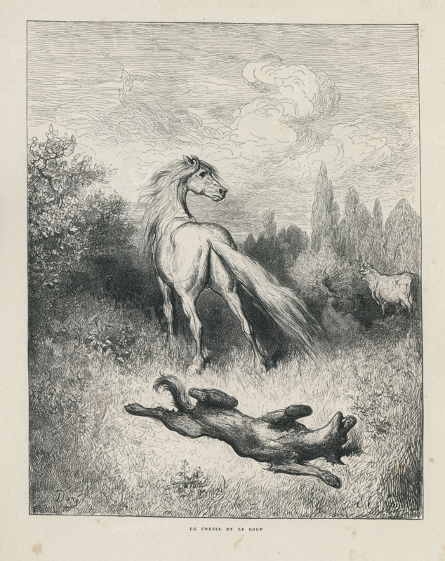 Fable of La Fontaine 'The Horse and the Wolf'