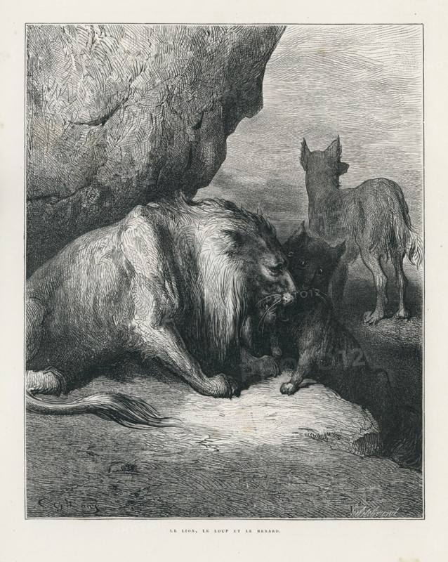 Fable "Le lion, le loup et le renard"