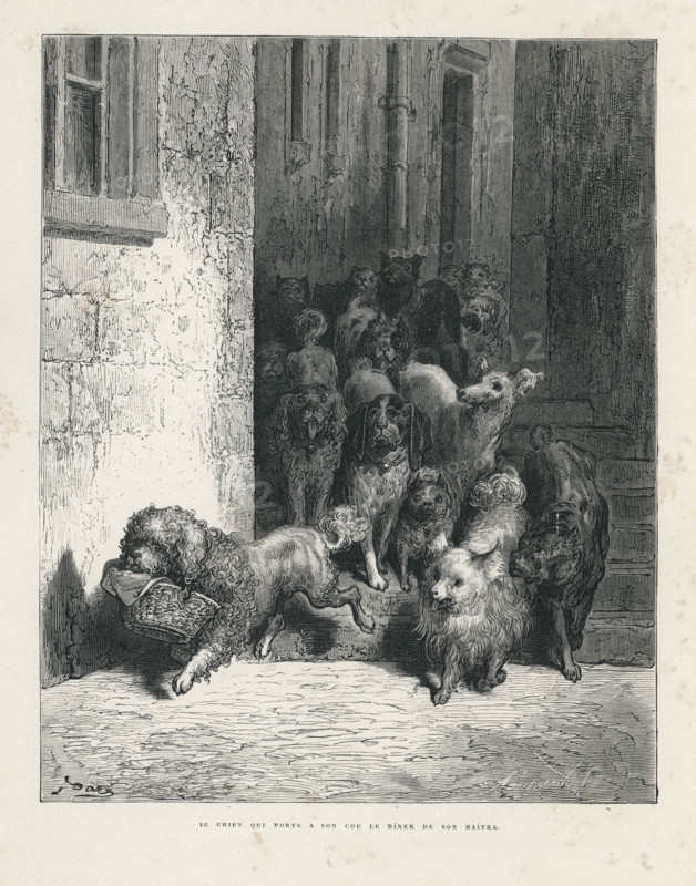Fable "Le Chien qui porte à son cou le dîner de son maître"