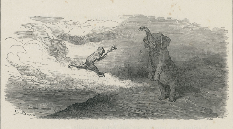 Fable "L'Eléphant et le singe de Jupiter"