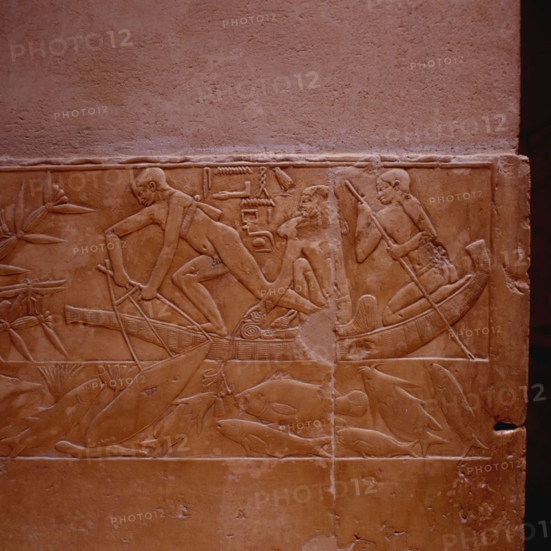 Saqqarah, mastaba de Kagemni, scène de pêche pour la demeure d’éternité
