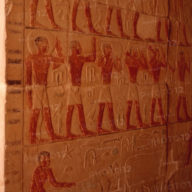 Saqqarah, mastaba des deux frères Niänkhknoum et Khoumhotep, procession des prêtres du Ka porteurs des offrandes