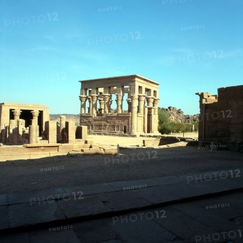 Philae, Kiosk of Trajan and the temple of Hathor in the foreground
