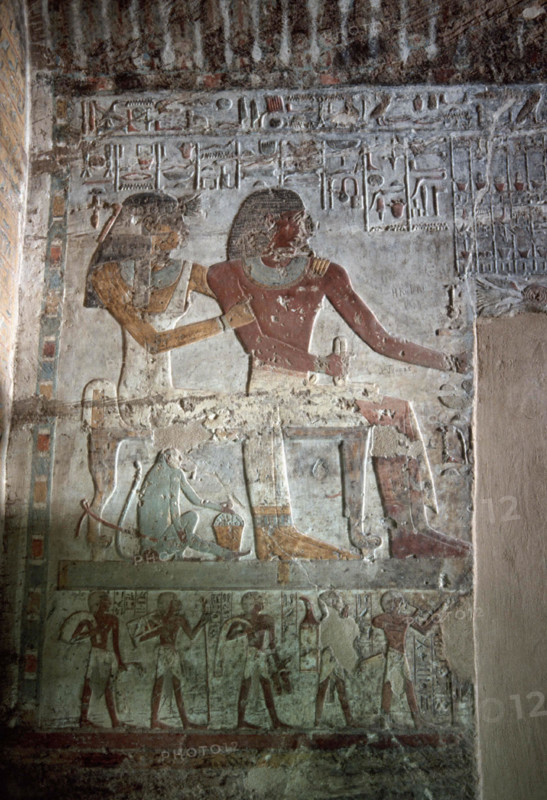 Painted bas relief in the necropolis of El Kab