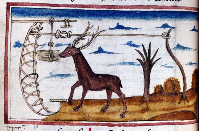 Manuscript. Henry de Ferrières, "Le livre du Roy Modus et de la Royne Ratio": Saint Hubert's stag
