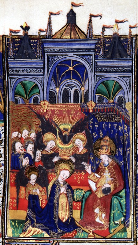 Manuscrit des Heures de Rohan-Montauban : le couronnement de la Vierge