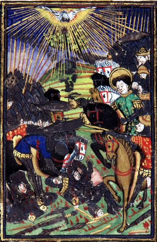Manuscrit des Heures de Rohan-Montauban : Grande composition à deux scènes : la vie de saint Julien, détail