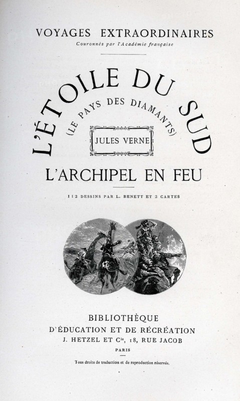 Jules Verne, flyleaf of 'Southern Star Mystery: The Vanished Diamond'