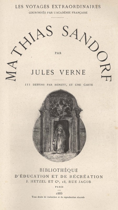 Jules Verne, "Mathias Sandorf", page de garde