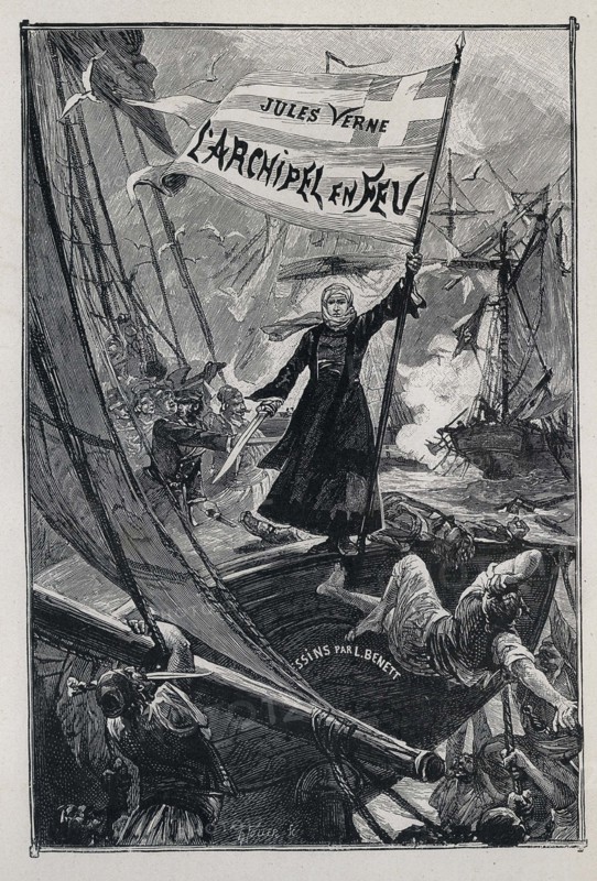 Jules Verne, "L'Archipel en feu", frontispice