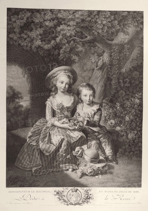 Marie-Thérèse Charlotte de France and the heir apparent, Louis Joseph Xavier de France (after) Vigée Lebrun