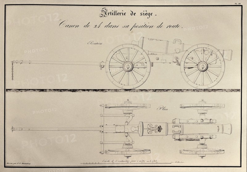 Traité d'artillerie : Canon de 24 dans sa position de route