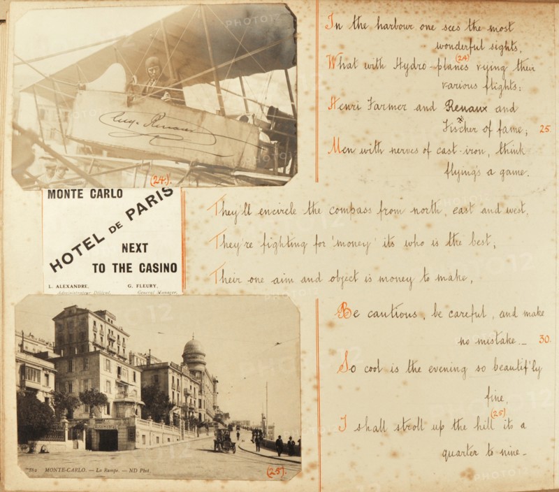 Travel diaries of an English family in Monte Carlo in 1912