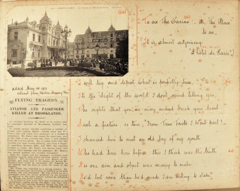 Travel diaries of an English family in Monte Carlo in 1912